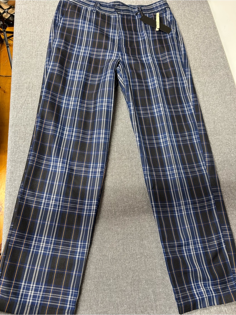 Men's Blue Plaid Chino Pants